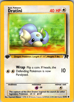 1st Edition Dratini 53/82 Team Rocket Set Rare Vintage Pokemon Card - Image 1