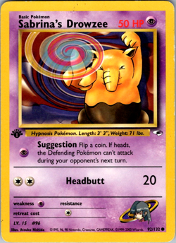 Pokemon Cards Sabrina's Drowzee 92/132 1ST EDITION Gym Heroes WOTC - Image 1