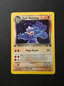Pokemon TCG 2000 Team Rocket: Dark Machamp 10/82 1st Edition Holo Card LP/NM - Image 1