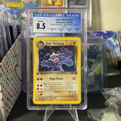 1st Edition Dark Machamp 10/82 Team Rocket Pokemon Card Holo Foil Rare CGC 8.5 - Image 1
