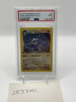 2000 POKEMON TEAM ROCKET Card DARK MACHAMP -HOLO 10/82 1ST EDITION PSA MINT 9 - Image 1