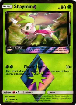 Pokemon TCG Shaymin Prism Star Holo Card Sun & Moon Team Up 10/181 MP/HP - Image 1