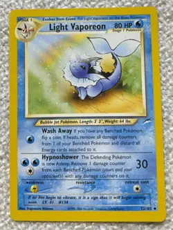 Pokemon TCG Light Vaporeon Neo Destiny Card 52/105 Unlimited Uncommon - Image 1