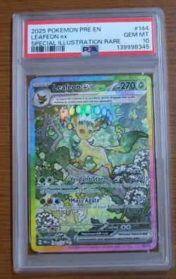 Pokemon Leafeon ex Prismatic Evolutions Special Illustration Rare #144 PSA 10 - Image 1