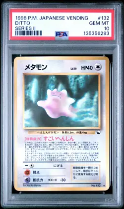 1998 POKEMON JPN VENDING SER II #132 DITTO PSA 10 - Image 1
