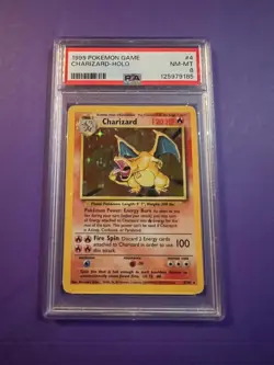 1999 POKEMON BASE SET UNLIMITED #4 CHARIZARD HOLO RARE PSA NEAR MINT - MINT 8 - Image 1