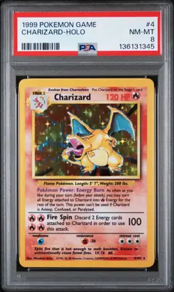 PSA 8 NM-MT Charizard Holo Rare Base Set Unlimited Pokemon 1999 New Cert - Image 1