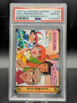 Pokemon Card carddass vending anime Japanese Ash & Professor Oak #195 PSA 10 🚀 - Image 1