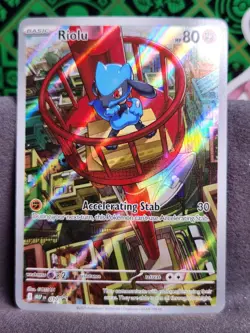 Pokemon Mega Evolutions Riolu Black Star Promo Illustration Rare #10 NM - Image 1