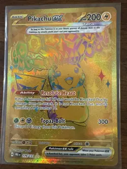Pikachu EX Prismatic Evolutions Holo Hyper Rare Gold Card 179/131 SV - Image 1