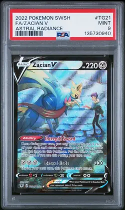 2022 POKEMON SWORD & SHIELD ASTRAL RADIANCE #TG21 FULL ART/ZACIAN V PSA 9 - Image 1