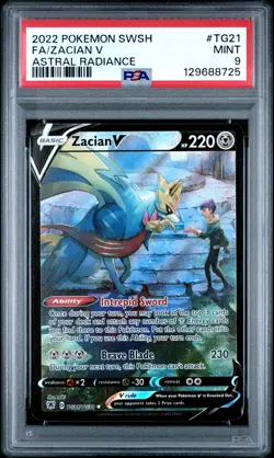 2022 POKEMON SWORD & SHIELD ASTRAL RADIANCE #TG21 FULL ART/ZACIAN V PSA 9 - Image 1