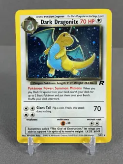 Pokemon Dark Dragonite Holo Rare Card 5/82 Team Rocket Pokemon TCG LP Swirl - Image 1