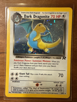 Pokemon TCG Dark Dragonite Holo SWIRL Rare Card 5/82 Team Rocket mint Condition - Image 1