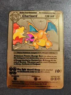 Card Pokemon Charizard Dracaufeu 1995 First Edition Gold Metal - Image 1