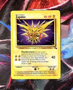 1999 Pokemon TCG Zapdos Fossil Set Non-Holo RARE Card 30/62 WOTC NM Vintage - Image 1