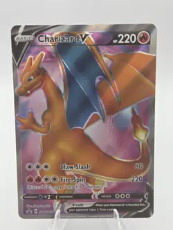 Pokemon TCG Charizard v SWSH050 Full Art English Card - LP - Image 1