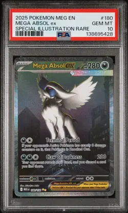2025 POKEMON MEGA EVOLUTION SPECIAL ILLUSTRATION RARE #180 MEGA ABSOL EX PSA 10 - Image 1