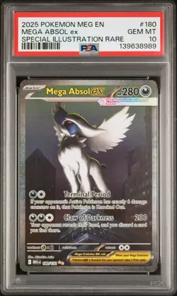2025 POKEMON MEGA EVOLUTION SPECIAL ILLUSTRATION RARE #180 MEGA ABSOL EX PSA 10 - Image 1