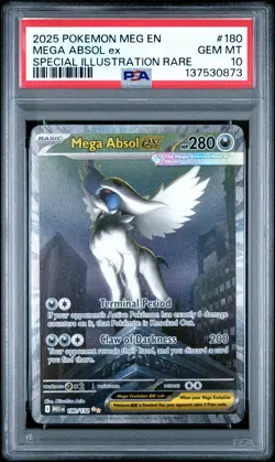 2025 POKEMON MEGA EVOLUTION SPECIAL ILLUSTRATION RARE #180 MEGA ABSOL EX PSA 10 - Image 1