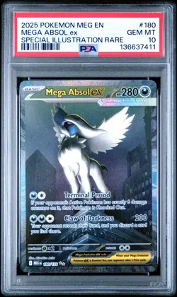 2025 POKEMON MEGA EVOLUTION SPECIAL ILLUSTRATION RARE #180 MEGA ABSOL EX PSA 10 - Image 1