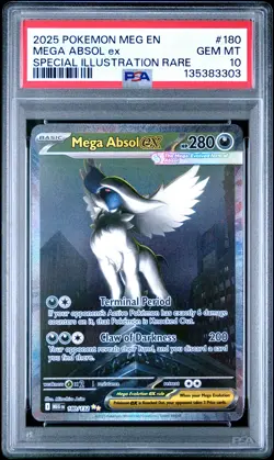 2025 POKEMON MEGA EVOLUTION SPECIAL ILLUSTRATION RARE MEGA ABSOL EX PSA 10 - Image 1