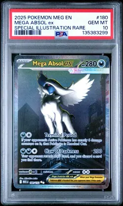 2025 POKEMON MEGA EVOLUTION SPECIAL ILLUSTRATION RARE MEGA ABSOL EX PSA 10 - Image 1