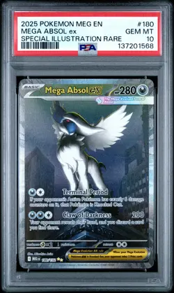 2025 POKEMON MEG MEGA EVOLUTION SPECIAL ILLUSTRATION RARE MEGA ABSOL EX PSA 10 - Image 1