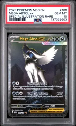 2025 POKEMON MEGA EVOLUTION SPECIAL ILLUSTRATION RARE #180 MEGA ABSOL EX PSA 10 - Image 1