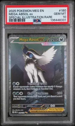 2025 Pokemon Mega Evolution Mega Absol Ex Special Illustration Rare #180 PSA 10 - Image 1