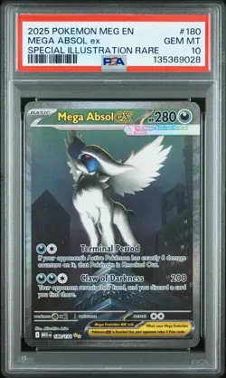 2025 POKEMON MEGA EVOLUTION SPECIAL ILLUSTRATION RARE #180 MEGA ABSOL EX PSA 10 - Image 1
