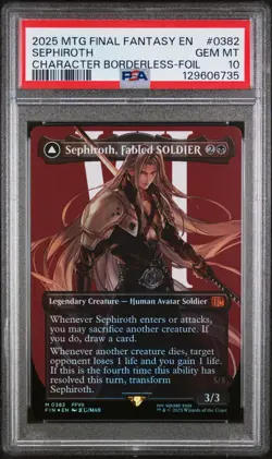 MTG Final Fantasy Sephiroth, Fabled Soldier Borderless Foil #0382 PSA 10 - Image 1