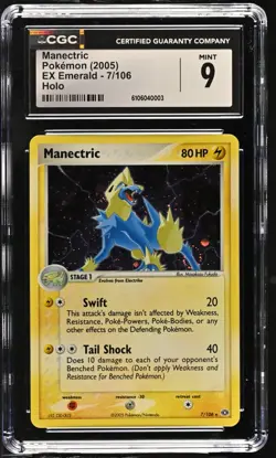 CGC 9 MINT Manectric 2005 EX Emerald 7/106 Holo Pokemon Card - Image 1
