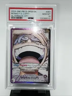 One Piece TCG CCG OP09-061 (L) MONKEY D LUFFY Emperors New World Alt Art PSA 10 - Image 3