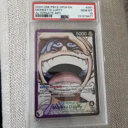 One Piece Monkey.D.Luffy #061 OP09-061 Alt Art Emperors in the New World PSA 10 - Image 1