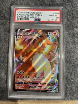 PSA 10 GEM Mint Charizard VMAX SWSH 20/189 Darkness Ablaze Pokemon Card - Image 1