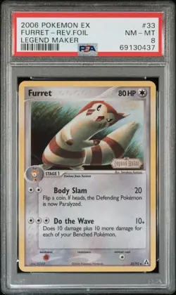 2006 Pokemon EX Legend Maker 33 Furret Reverse PSA 8 NM-MT - Image 1