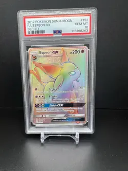 2017 POKEMON SUN & MOON 152 FULL ART/ESPEON GX SECRET PSA 10 - Image 1