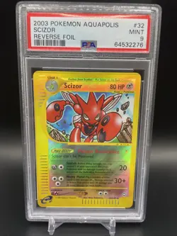 2003 Pokemon PSA 9 Scizor 32/147 Aquapolis Reverse Holo Rare - Image 1