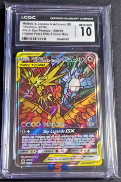 2019 Pokemon Black Star Promo Moltres Zapdos Articuno GX Elite #SM210 CGC 10 - Image 1