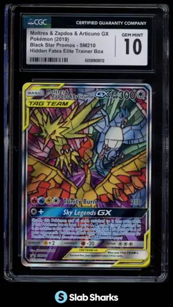 2019 POKEMON BLACK STAR PROMO #SM210 MOLTRES/ZAPDOS/ARTICUNO GX TAG TEAM CGC 10 - Image 1