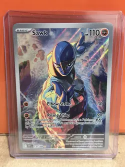 Pokemon TCG Sawk 130/086 Scarlet & Violet White Flare Illustration Rare Holo NM - Image 1