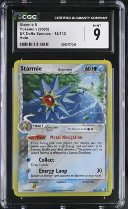Pokemon TCG Starmie Holo 15/113 Ex Delta Species CGC Mint 9 2005 Vintage Card - Image 1