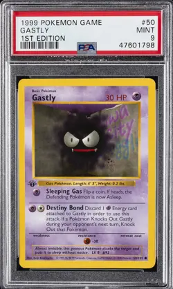 1999 POKEMON BASE SET 1ST EDITION #50 GASTLY PSA 9 - Image 1