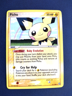 POKEMON Card PICHU 21/108 NON-HOLO RARE POWER KEEPERS LP RAINBOW IN ART - Image 1