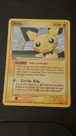 Pokemon 2007 EX Power Keepers Pichu #21/108 Collectible Card LP5 - Image 1