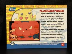 Peacemaker Pikachu #46 Topps Pokemon Pikachus Vacation Card Blue Logo NM - Image 4