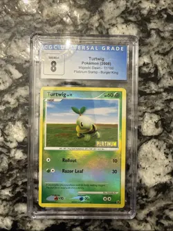 CGC NM/M 8 Turtwig Majestic Dawn - 77/100 Platinum Stamp - Burger King 2008 - Image 1