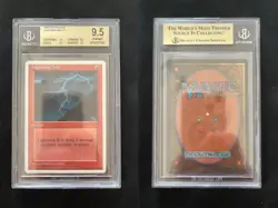 Lightning Bolt 4TH EDITION Mtg MINT Graded BGS 9.5 QUAD++ (10/9.5/9.5/10) POP 5 - Image 1