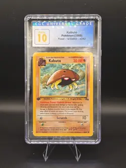 1999 Pokemon CGC 10 PRISTINE 1ST Edition Fossil Kabuto 50/62 Blue Label - Image 1